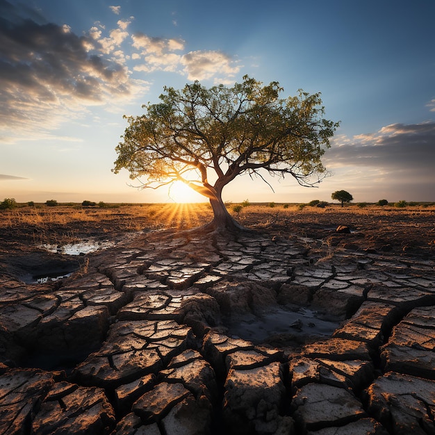 Árvore_Growth_on_Cracked_Earth_Plant_in_Arid_Soil_to_Prote