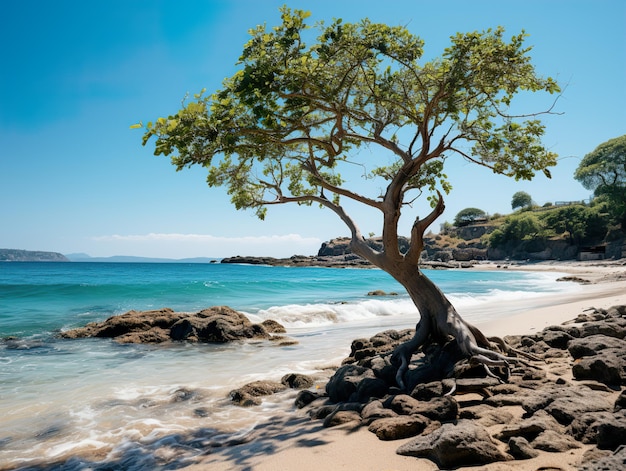 Árvore junto ao oceano IA geradora