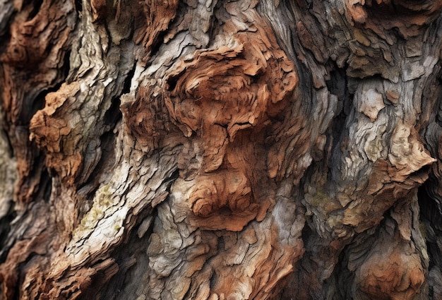 Árvore marrom de madeira A superfície ondulada