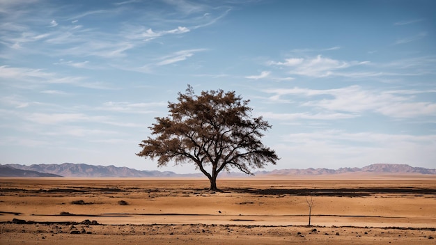 Árvore morta no meio de um deserto