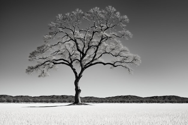 Árvore solitária em um grande campo