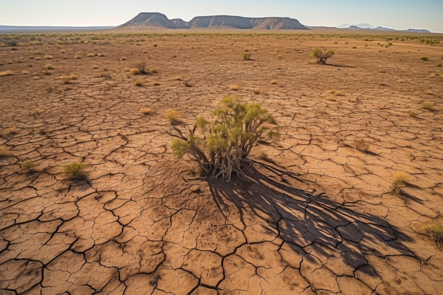 Árvore solitária no deserto árido Generative Ai