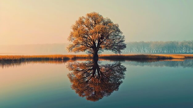 Árvore única num lago