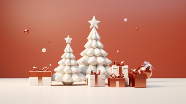 Árvores de Natal bonitas estilo 3D com decorações de Natal feliz elemento comeliness.