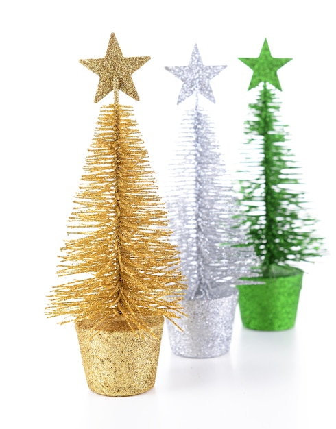 Árvores de Natal decorativas isoladas em branco