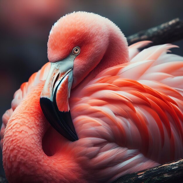 Un sabio pájaro flamenco americano se posó en una rama