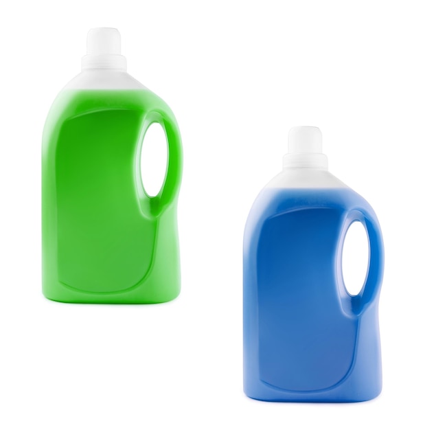 Sabón líquido o detergente en botellas de plástico