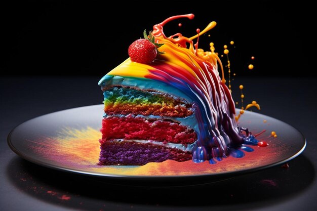 El sabor de la magia del pastel de arco iris del espectro