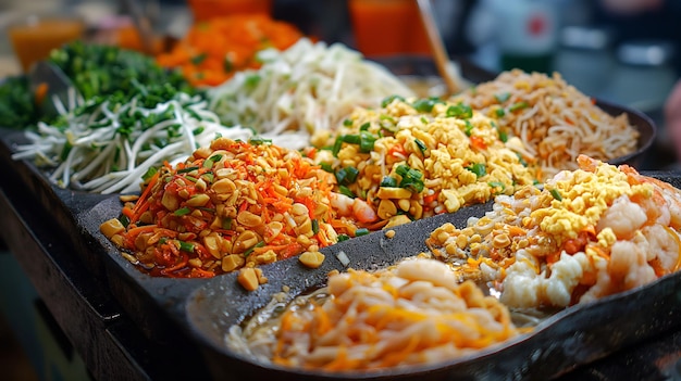 Foto un sabor de tailandia pad thai delicias de bangkok vibrante comida de la calle