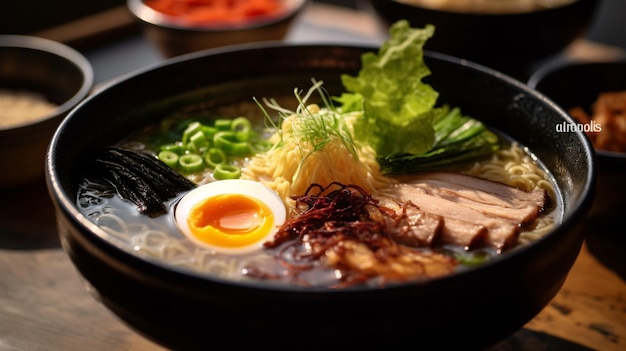 Foto saboreando a rica paleta de macarrão japonês uma viagem culinária através de ramen udon e mais