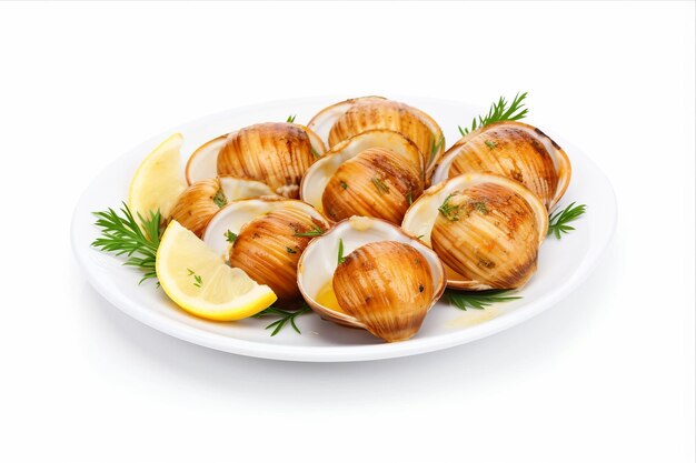 Saboreando la delicadeza Un primer plano de mariscos dulces asados en un lienzo blanco Desvelando el Freshn