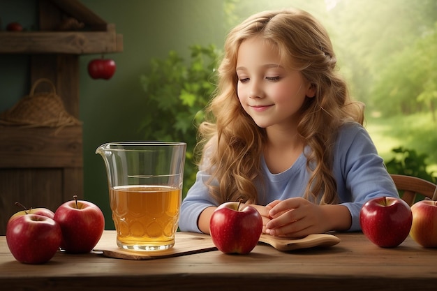 Saboreando el sueño del jugo de manzana dulce