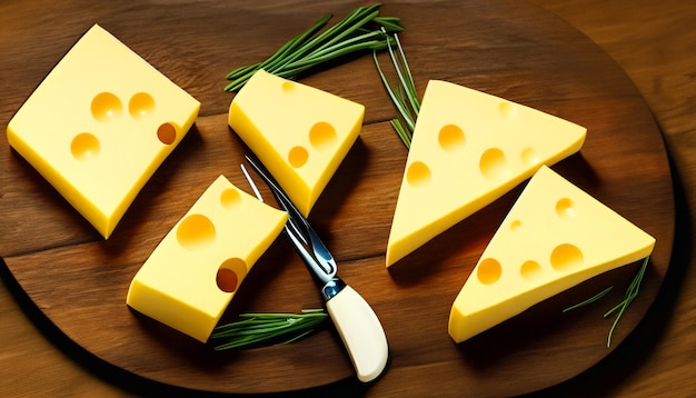 Saboreando um prato de queijos variados com Brie Camembert Cheddar e muito mais Uma delícia gastronômica de queijos deliciosos