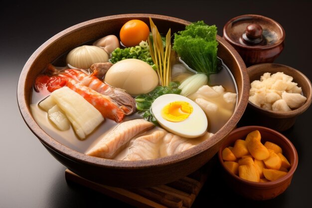 Foto saborear las delicias del oden japonés un soulful estofado de verduras pescado albóndigas y más en un thi