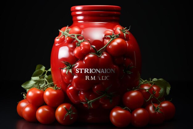 Saborear el frasco de esencia de tomate en fondo blanco fotografía de jugo de tomate