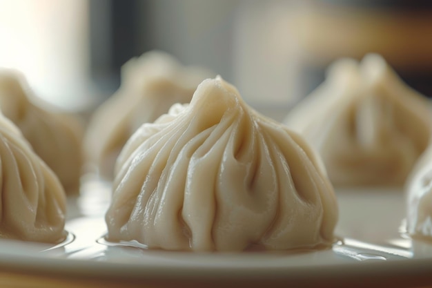 Saborear los jugosos dumplings tradicionales georgianos de khinkali llenos de carne o queso con sabor