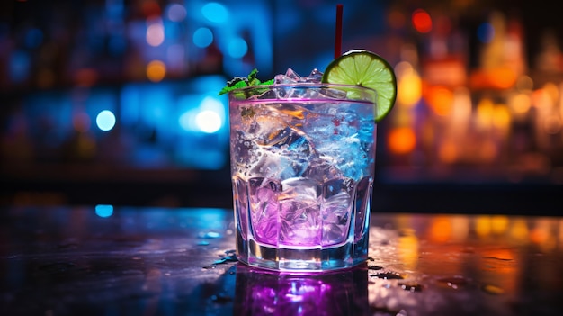 Saborear las vibraciones Captivating Nightclub Drink Photo Saludos a la vida nocturna y bebidas exquisitas