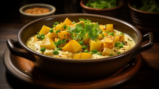 Saborear el yogur de Shigatse, el curry, el deleite con patatas y guisantes, un sabor de la gastronomía tibetana