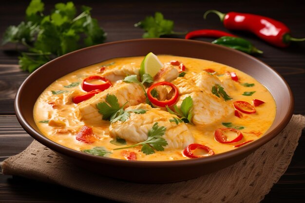 Foto saboree el sabor de la moqueca brasileña baiana, una delicia picante de pescado de coco