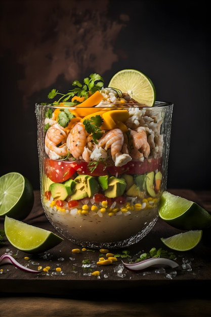 Saboree los sabores frescos y picantes de América Latina con nuestra impresionante fotografía de comida de ceviche.