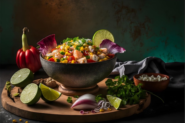 Saboree los sabores frescos y picantes de América Latina con nuestra impresionante fotografía de comida de ceviche.