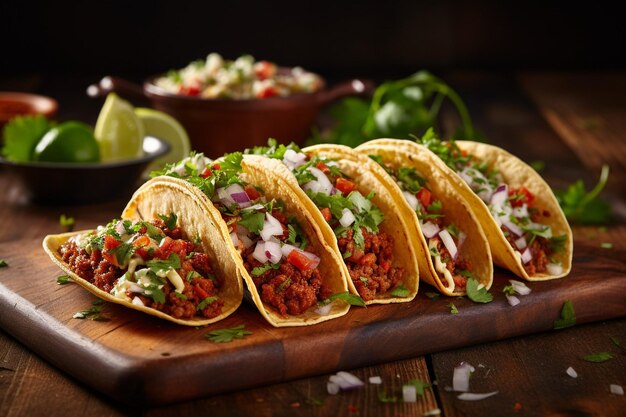 Saborei um delicioso par de tacos mexicanos.