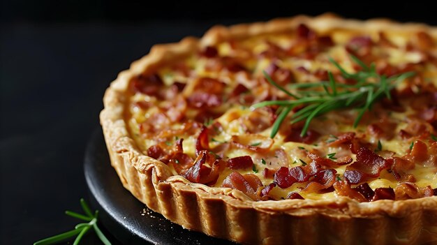 Foto sabores de francia quiche popular con cebollas y tocino ia generativa