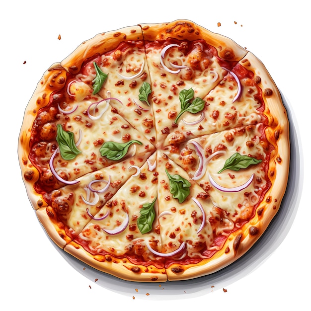 Saborosa pizza fatiada topview suprema