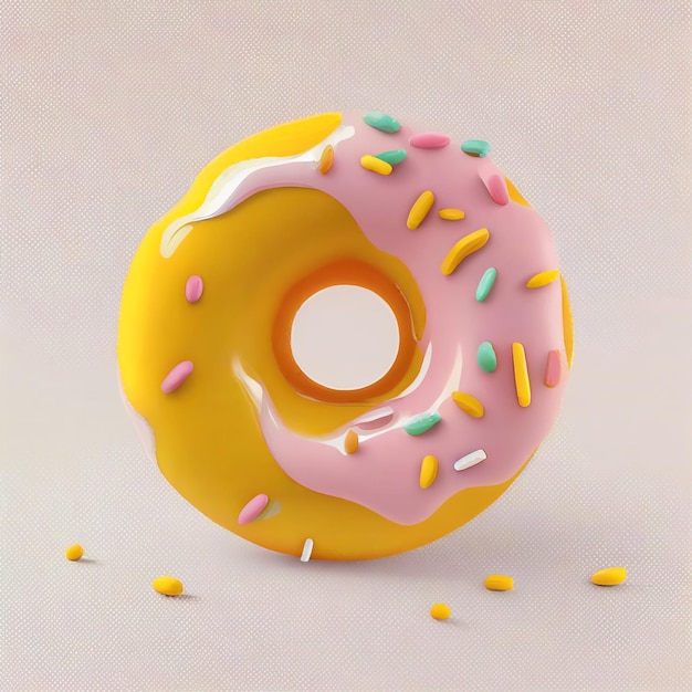 Saborosa rosquinha colorida com confeitos em fundo pastel Criado com tecnologia Generative AI