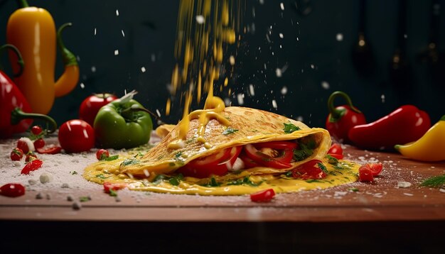 Saborosa sessão de fotos de propaganda de omelete Fotografia comercial