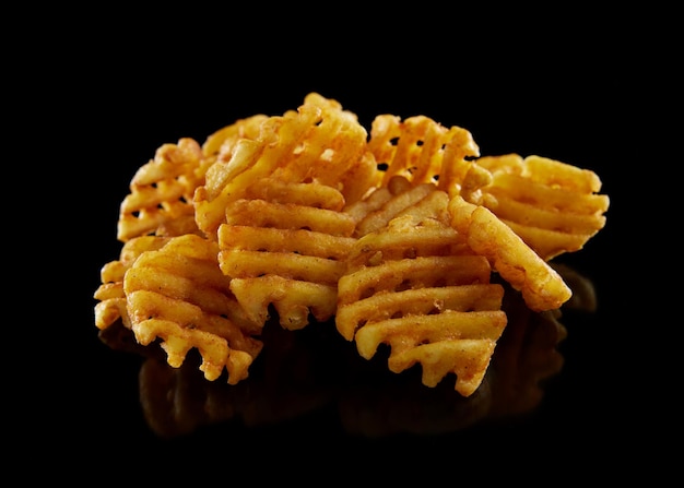 Saborosas batatas fritas de waffle frito