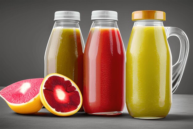 Saborosas frutas e sucos com vitaminas Bebida saudável generativa ai