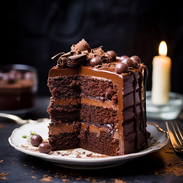 Foto saboroso pastel de chocolate aislado en un simple fondo generado por la ia