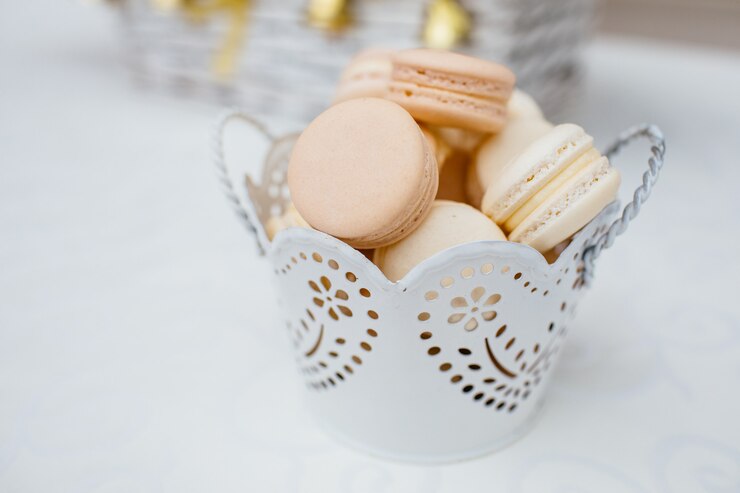 Foto saborosos macarons de pastelaria
