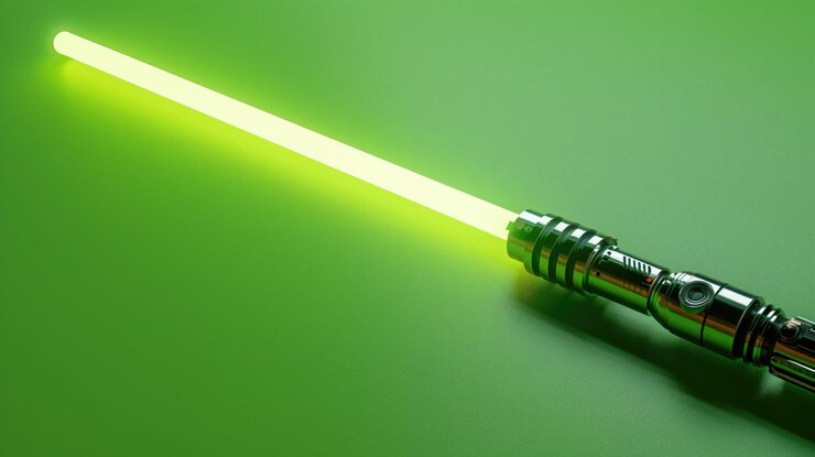 Foto sabre de luz verde iluminado en el fondo