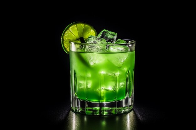 Sabrosa caipirinha con limón de ángulo alto