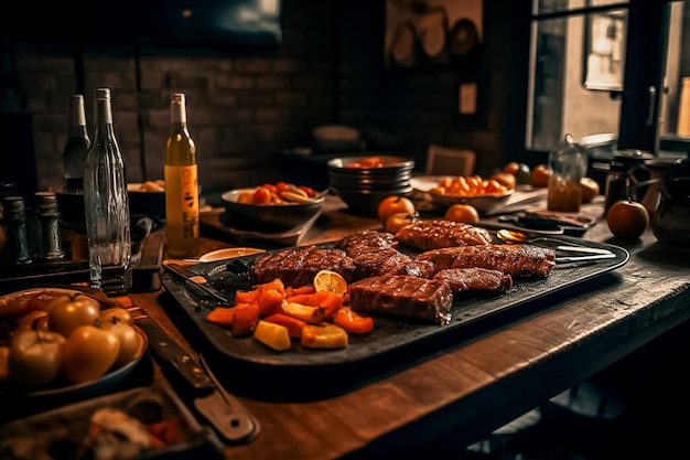 Sabrosa carne a la parrilla Una comida perfecta para cualquier ocasión Generado por IA