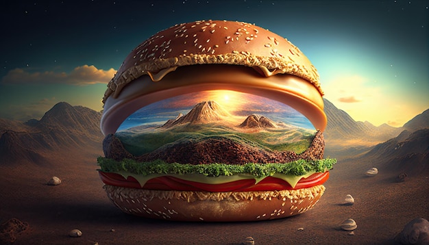 Sabrosa deliciosa hamburguesa generativa ai ilustración