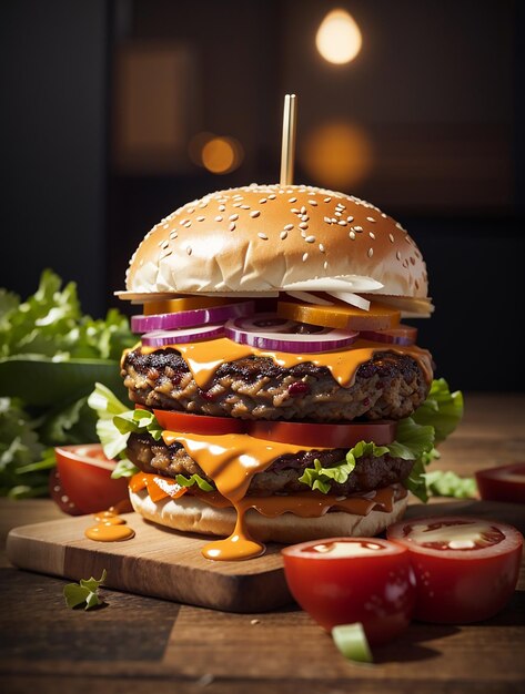 Sabrosa hamburguesa aislada sobre fondo blanco Comida rápida de hamburguesa fresca con carne y queso