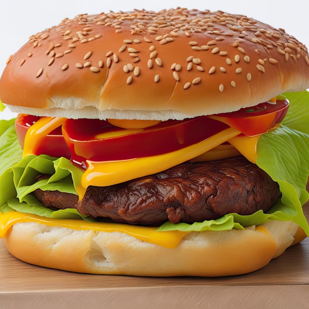 sabrosa hamburguesa de carne con queso y ensalada