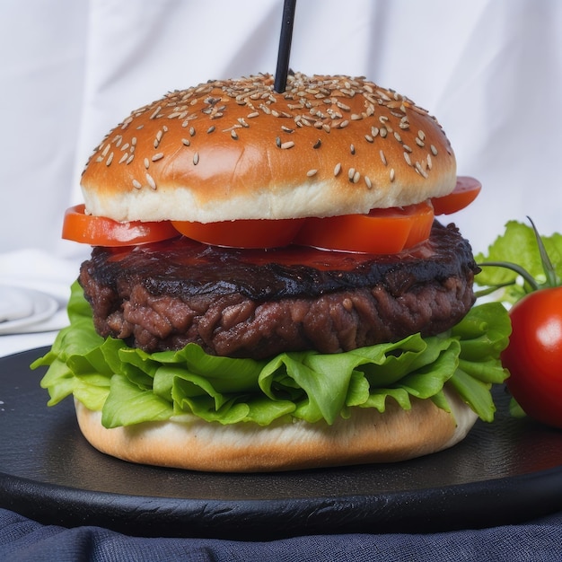 sabrosa hamburguesa de carne con queso y ensalada