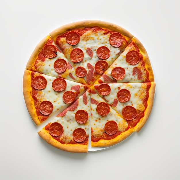 Sabrosa pizza de pepperoni aislado en blanco