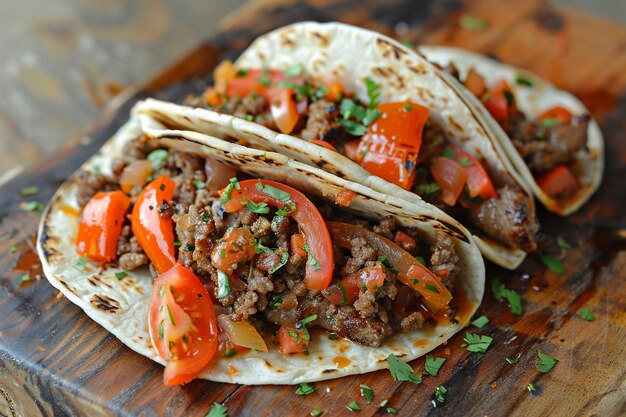 Foto sabrosa receta de tacos campechanos con carne a la parrilla, chorizo y cebollas a la grilla