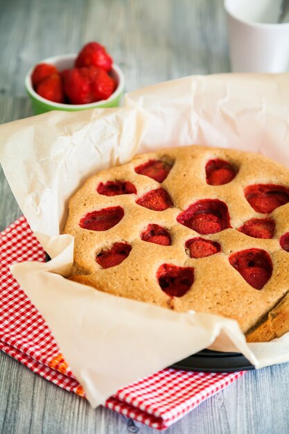 Sabrosa tarta casera de fresa