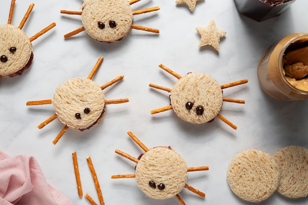 Sabrosas galletas de araña planas