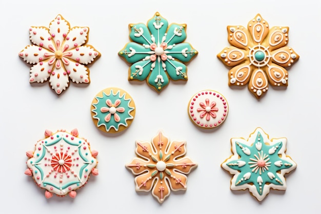 Sabrosas galletas de Navidad coloridas hechas en casa Ilustración de IA generativa