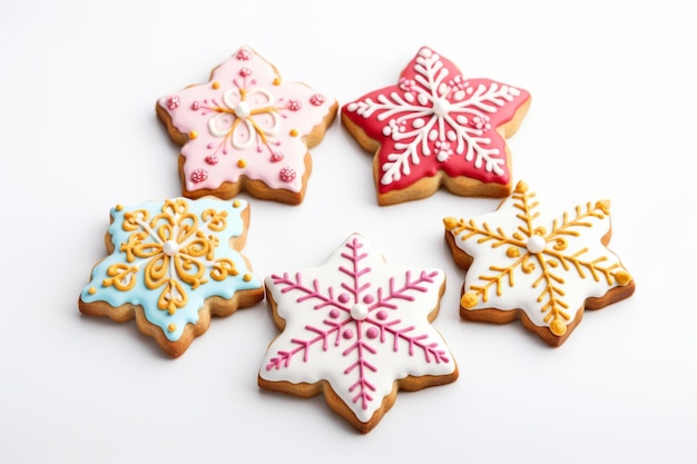 Sabrosas galletas de Navidad coloridas hechas en casa Ilustración de IA generativa