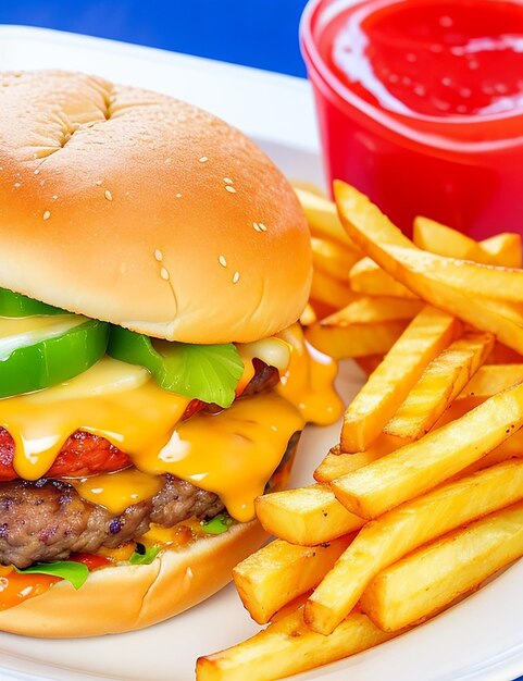 Sabrosas hamburguesas fritas en un plato imagen de comida rápida generada por ai