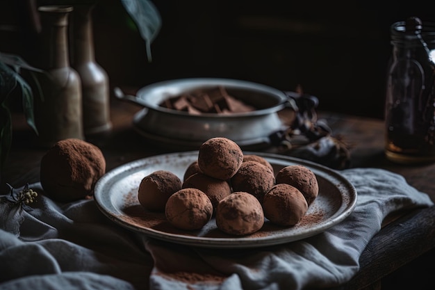 Sabrosas trufas veganas de chocolate con cacao Crema de coco bio