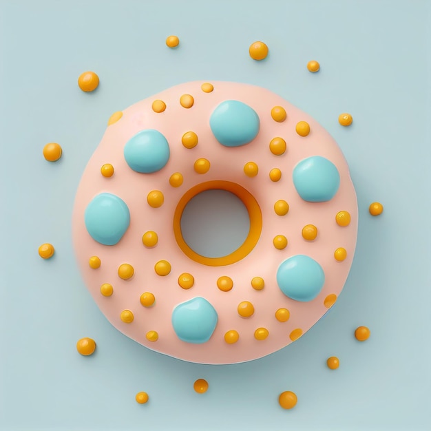 Sabroso donut colorido con chispas sobre fondo pastel Creado con tecnología de IA generativa